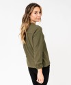 Tee-shirt à manches longues et col V en maille ajourée femme